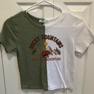 Crop top/ Blouse white and green